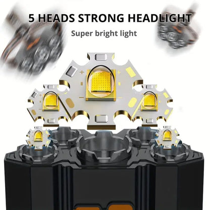 5 LED Headlamp High Lumens Super Bright Outdoor Headlight